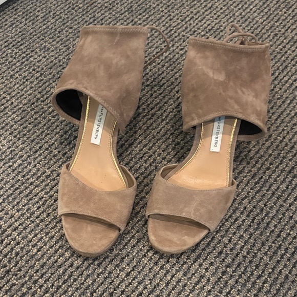 DVF Suede Open-Toe/ lace up Sandals - Picture 1 of 5